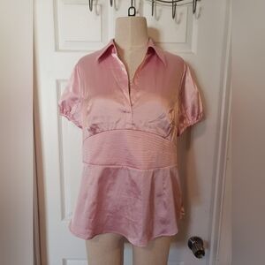 Elegant Pink Satin Women's Top Size XL